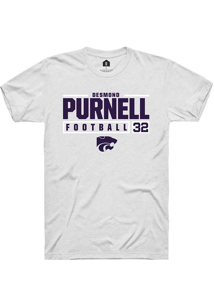 Desmond Purnell K-State Wildcats Rally NIL Stacked Box Short Sleeve T Shirt
