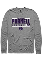 Desmond Purnell  K-State Wildcats Graphite Rally NIL Stacked Box Long Sleeve T Shirt