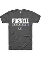 Desmond Purnell  K-State Wildcats Dark Grey Rally NIL Stacked Box Short Sleeve T Shirt