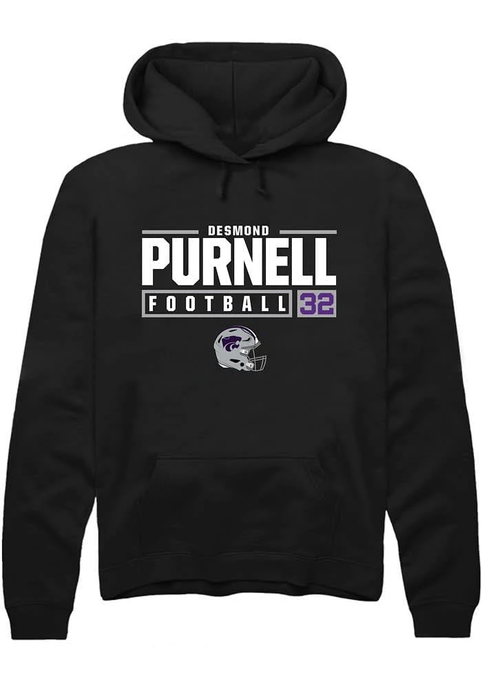 Desmond Purnell Rally K-State Wildcats Mens NIL Stacked Box Long Sleeve Hoodie