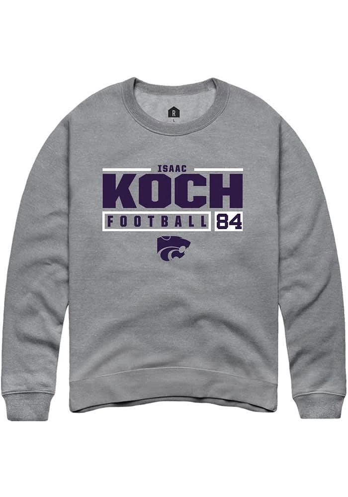 Isaac Koch Rally K-State Wildcats Mens Graphite NIL Stacked Box Long Sleeve Crew Sweatshirt