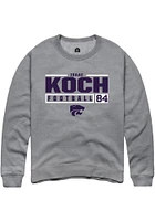 Isaac Koch  Rally K-State Wildcats Mens Graphite NIL Stacked Box Long Sleeve Crew Sweatshirt