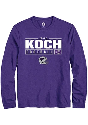 Isaac Koch  K-State Wildcats Purple Rally NIL Stacked Box Long Sleeve T Shirt