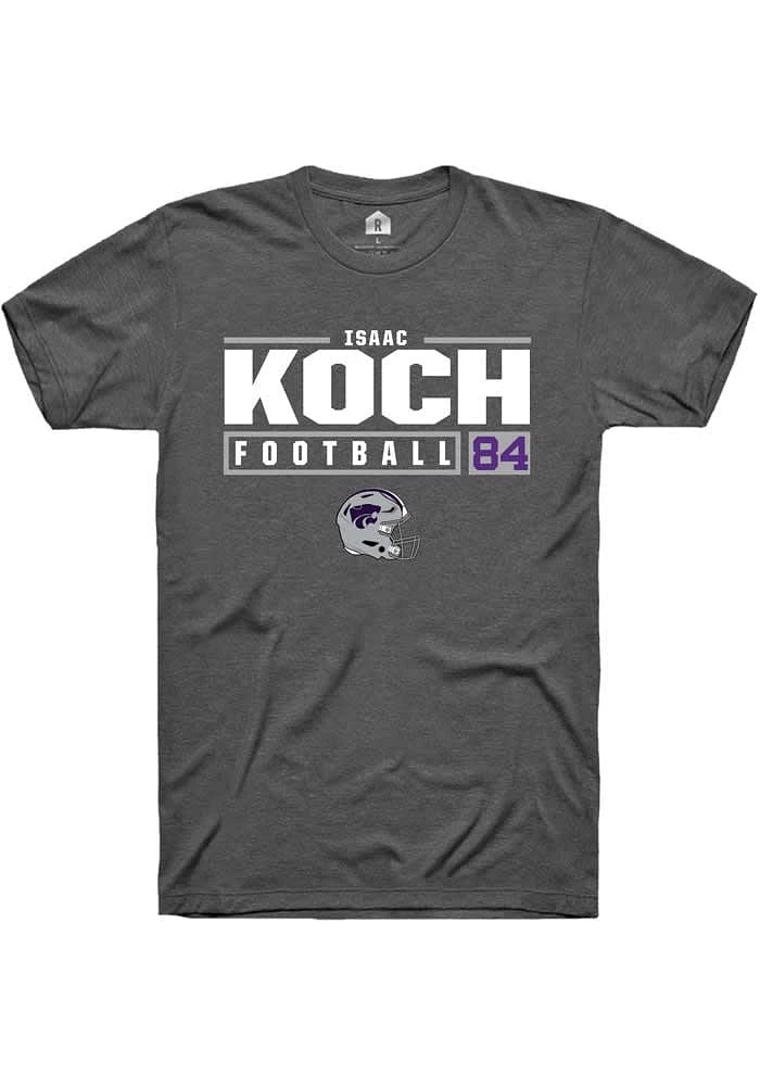Isaac Koch K-State Wildcats Dark Grey Rally NIL Stacked Box Short Sleeve T Shirt