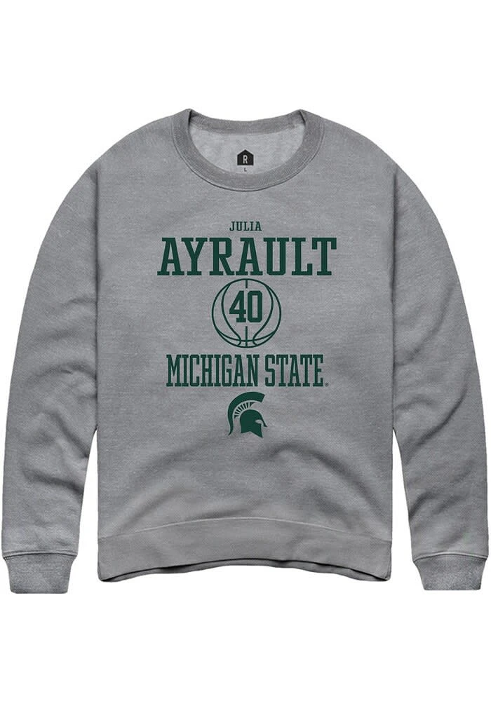 Julia Ayrault Rally Michigan State Spartans Mens Graphite NIL Sport Icon Long Sleeve Crew Sweatsh..