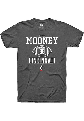 Nijal Mooney  Cincinnati Bearcats Dark Grey Rally NIL Sport Icon Short Sleeve T Shirt