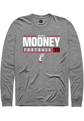 Nijal Mooney  Cincinnati Bearcats Graphite Rally NIL Stacked Box Long Sleeve T Shirt