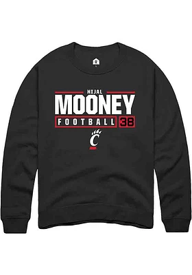 Nijal Mooney Rally Cincinnati Bearcats Mens NIL Stacked Box Long Sleeve Crew Sweatshirt