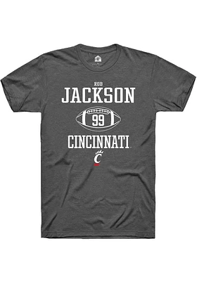 Rob Jackson  Cincinnati Bearcats Dark Grey Rally NIL Sport Icon Short Sleeve T Shirt