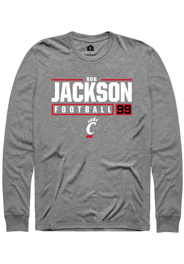 Rob Jackson  Cincinnati Bearcats Graphite Rally NIL Stacked Box Long Sleeve T Shirt