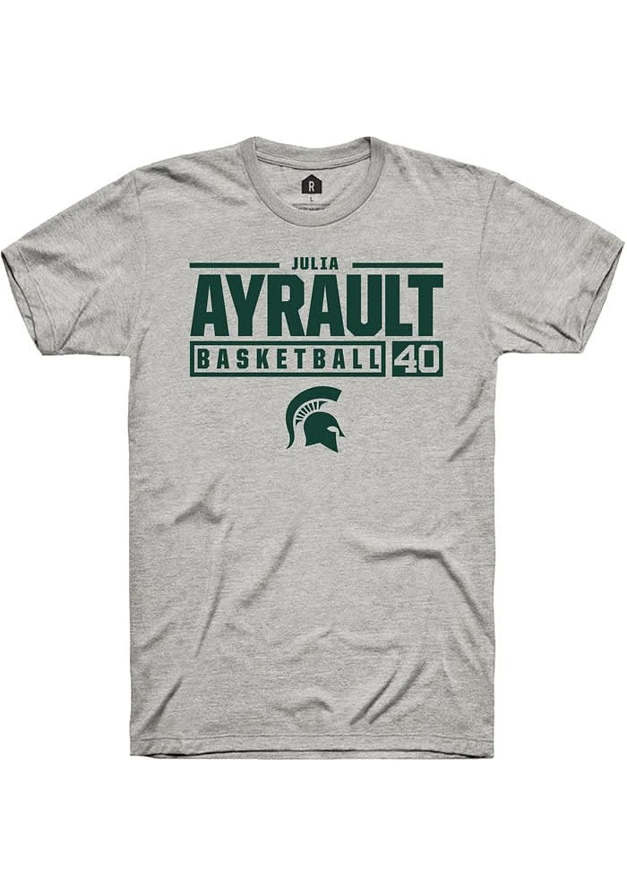 Julia Ayrault Michigan State Spartans Ash Rally NIL Stacked Box Short Sleeve T Shirt