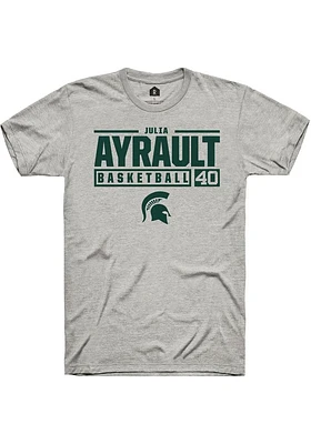 Julia Ayrault  Michigan State Spartans Ash Rally NIL Stacked Box Short Sleeve T Shirt