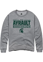 Julia Ayrault  Rally Michigan State Spartans Mens Graphite NIL Stacked Box Long Sleeve Crew Sweats..