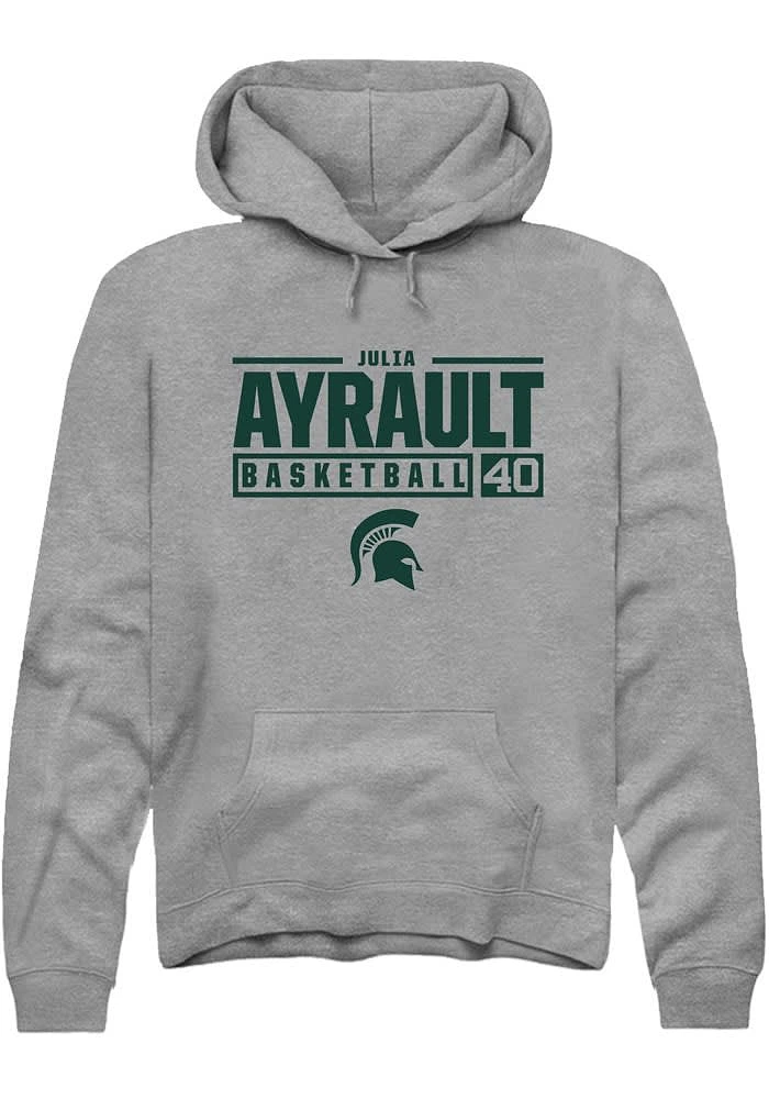Julia Ayrault Rally Michigan State Spartans Mens Graphite NIL Stacked Box Long Sleeve Hoodie