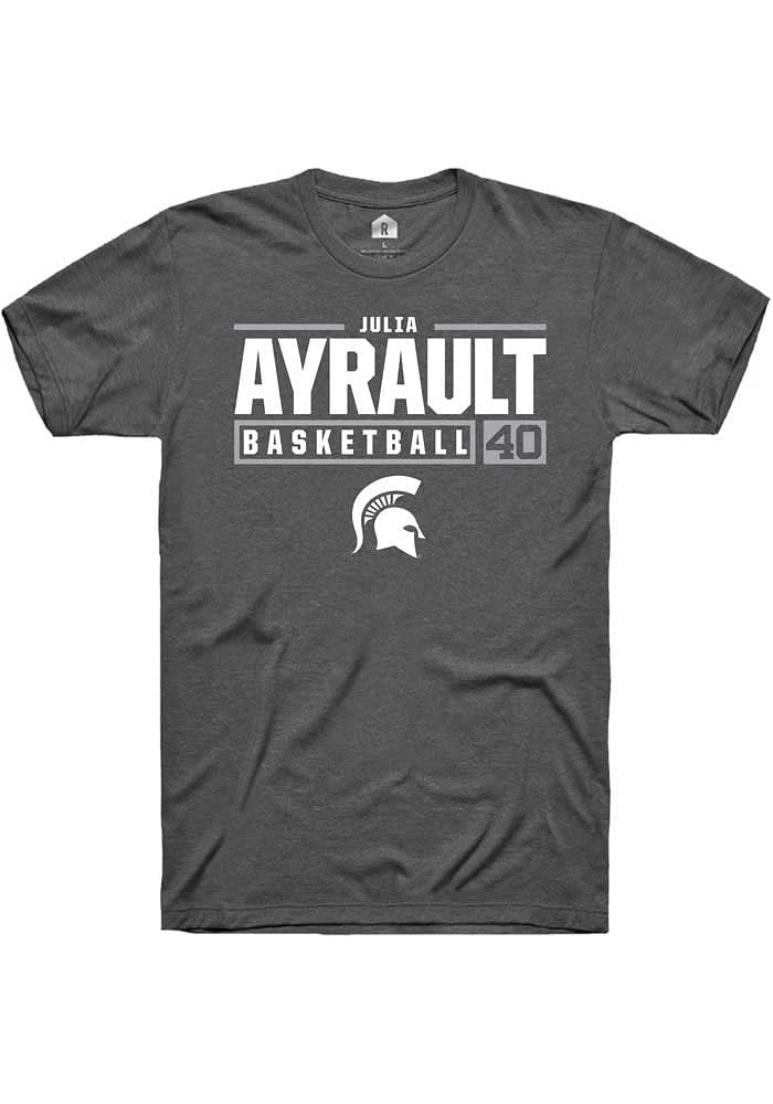 Julia Ayrault Michigan State Spartans Dark Grey Rally NIL Stacked Box Short Sleeve T Shirt