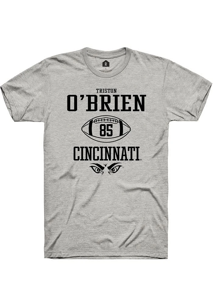 Triston O'Brien Cincinnati Bearcats Ash Rally NIL Sport Icon Short Sleeve T Shirt