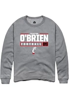 Triston O'Brien  Rally Cincinnati Bearcats Mens Graphite NIL Stacked Box Long Sleeve Crew Sweats..