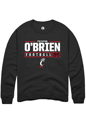 Triston O'Brien Rally Cincinnati Bearcats Mens NIL Stacked Box Long Sleeve Crew Sweatshir