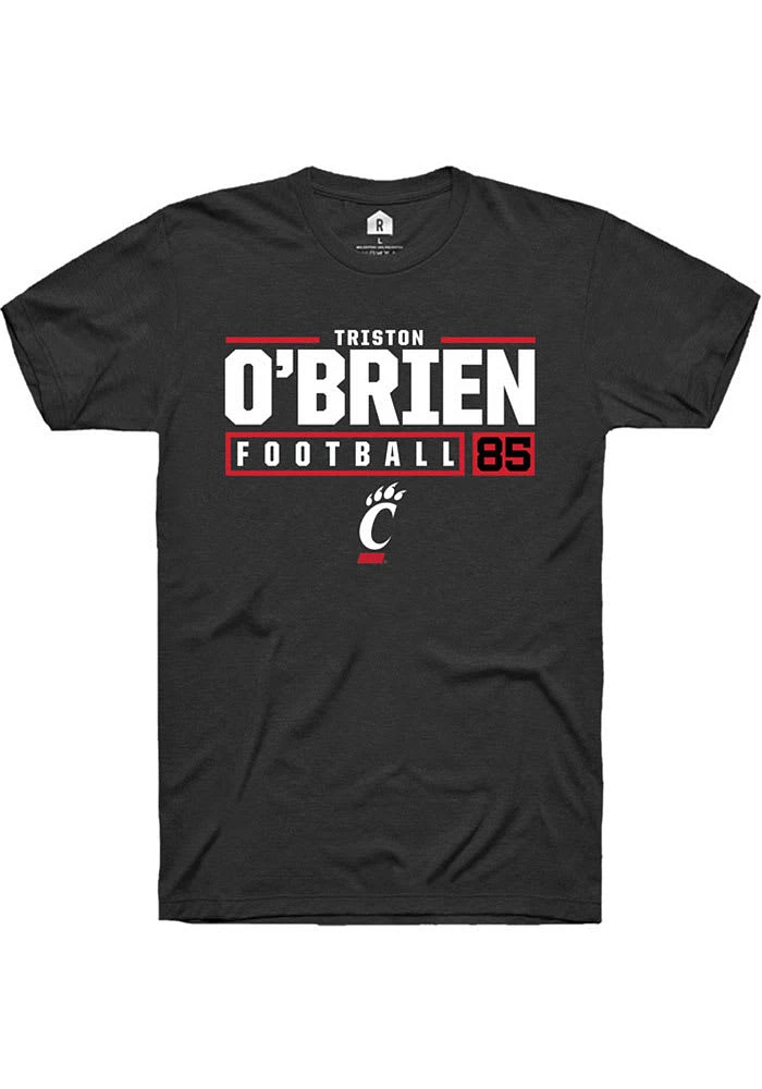 Triston O'Brien Cincinnati Bearcats Rally NIL Stacked Box Short Sleeve T Shirt