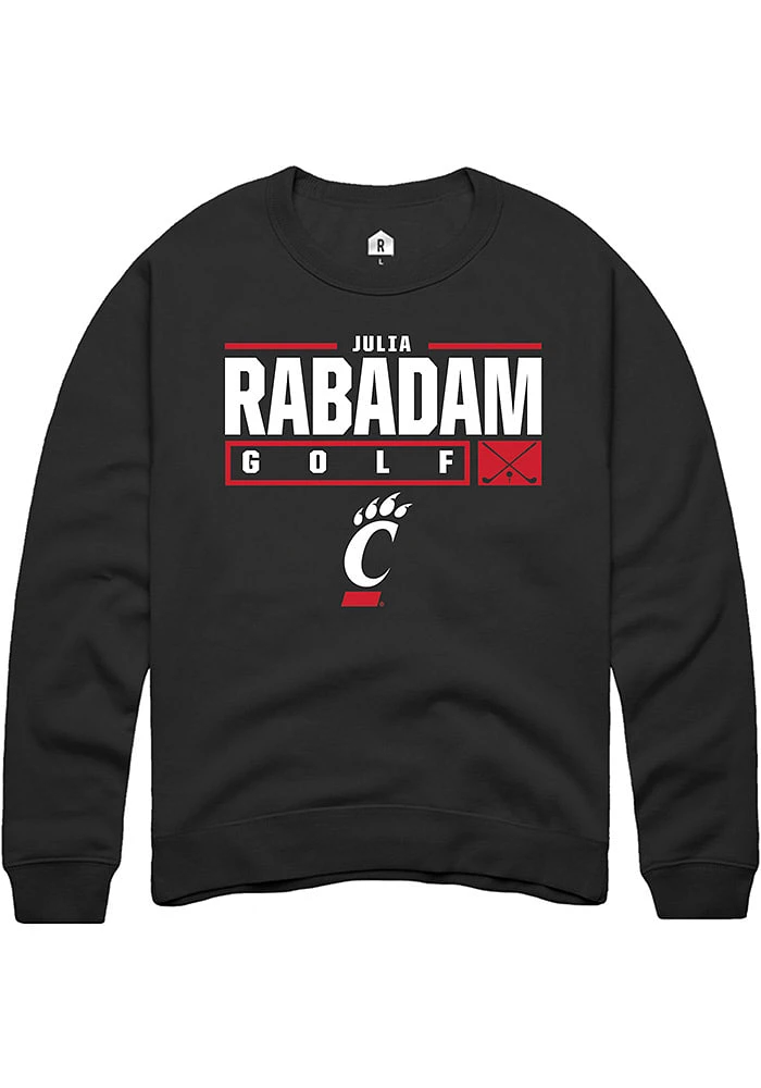 Julia Rabadam Rally Cincinnati Bearcats Mens NIL Stacked Box Long Sleeve Crew Sweatshirt