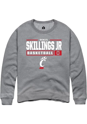 Daniel Skillings Jr.  Rally Cincinnati Bearcats Mens Graphite NIL Stacked Box Long Sleeve Crew Swe..