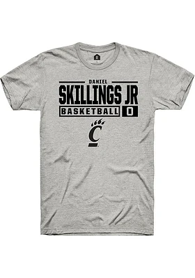 Daniel Skillings Jr.  Cincinnati Bearcats Ash Rally NIL Stacked Box Short Sleeve T Shirt