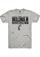 Daniel Skillings Jr.  Cincinnati Bearcats Ash Rally NIL Stacked Box Short Sleeve T Shirt