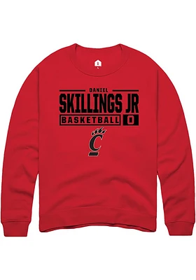 Daniel Skillings Jr.  Rally Cincinnati Bearcats Mens Red NIL Stacked Box Long Sleeve Crew Sweatshi..