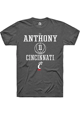 CJ Anthony  Cincinnati Bearcats Dark Grey Rally NIL Sport Icon Short Sleeve T Shirt