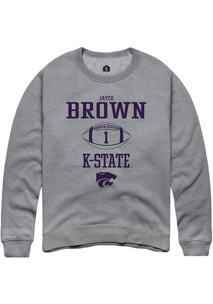 Jayce Brown Rally K-State Wildcats Mens Graphite NIL Sport Icon Long Sleeve Crew Sweatshirt