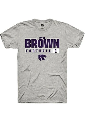 Jayce Brown  K-State Wildcats Ash Rally NIL Stacked Box Short Sleeve T Shirt