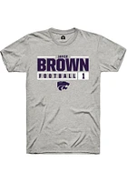Jayce Brown  K-State Wildcats Ash Rally NIL Stacked Box Short Sleeve T Shirt
