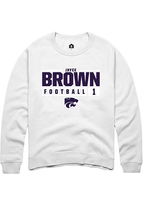 Jayce Brown Rally K-State Wildcats Mens NIL Stacked Box Long Sleeve Crew Sweatshirt