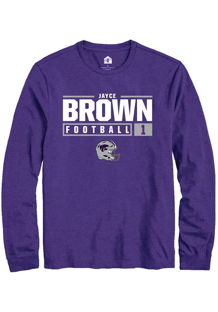 Jayce Brown K-State Wildcats Rally NIL Stacked Box Long Sleeve T Shirt