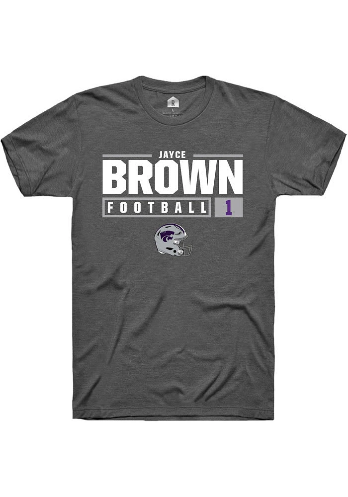 Jayce Brown K-State Wildcats Dark Grey Rally NIL Stacked Box Short Sleeve T Shirt