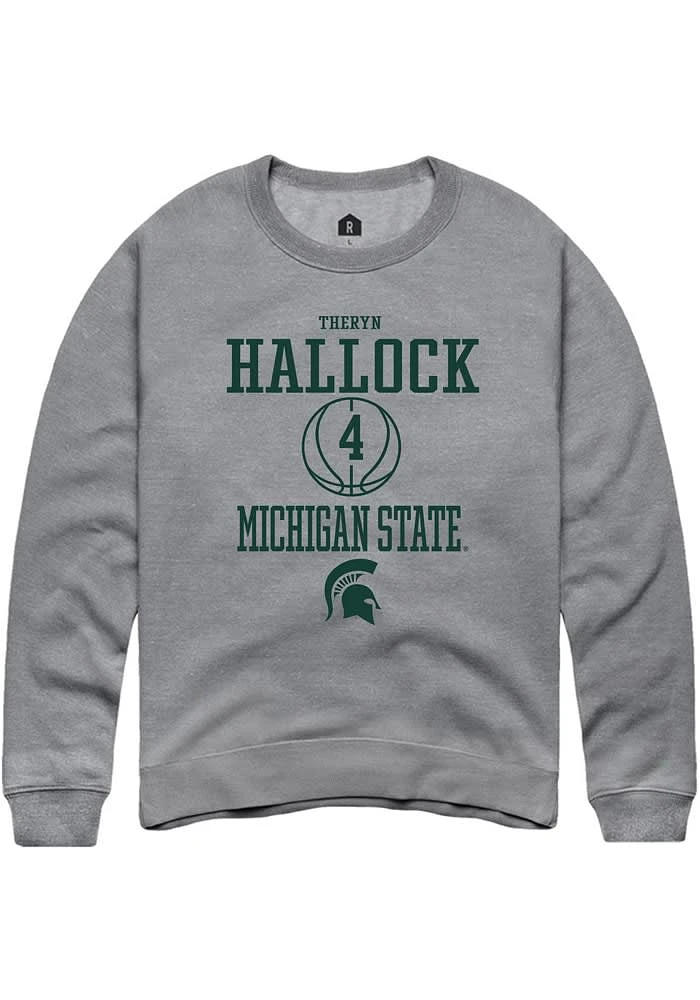 Theryn Hallock Rally Michigan State Spartans Mens Graphite NIL Sport Icon Long Sleeve Crew Sweats..