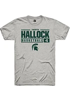 Theryn Hallock  Michigan State Spartans Ash Rally NIL Stacked Box Short Sleeve T Shirt