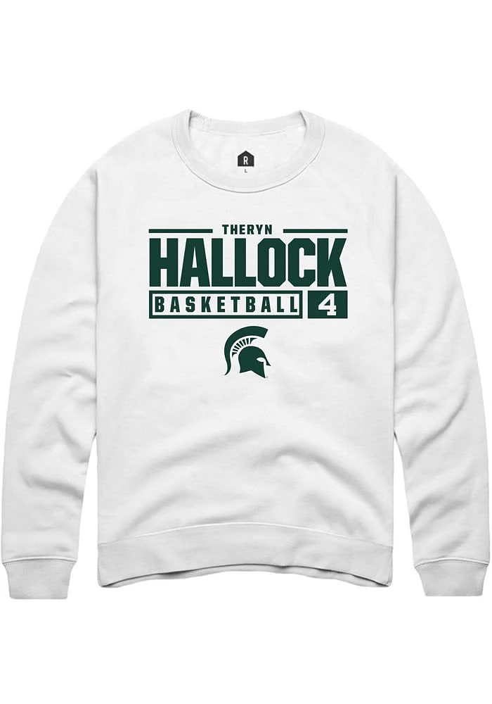 Theryn Hallock Rally Michigan State Spartans Mens NIL Stacked Box Long Sleeve Crew Sweatshi