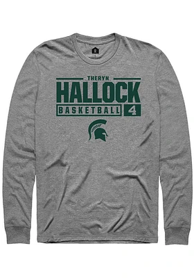 Theryn Hallock  Michigan State Spartans Graphite Rally NIL Stacked Box Long Sleeve T Shirt