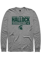 Theryn Hallock  Michigan State Spartans Graphite Rally NIL Stacked Box Long Sleeve T Shirt