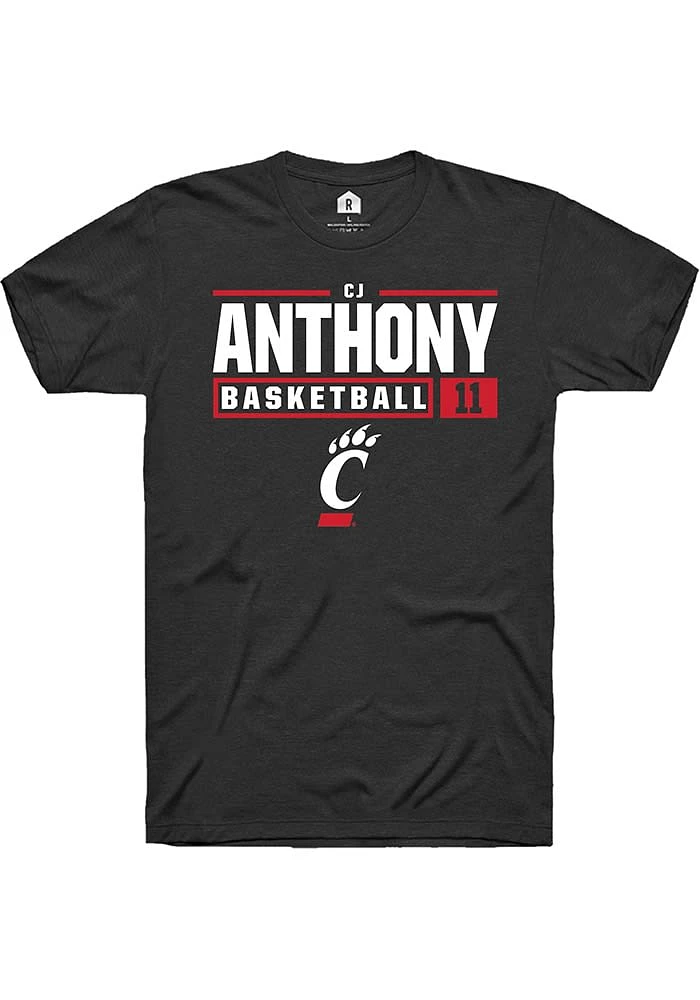 CJ Anthony Cincinnati Bearcats Rally NIL Stacked Box Short Sleeve T Shirt