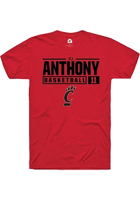 CJ Anthony Cincinnati Bearcats Rally NIL Stacked Box Short Sleeve T Shirt