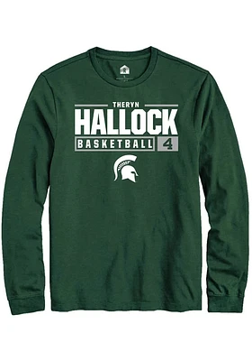 Theryn Hallock  Michigan State Spartans Green Rally NIL Stacked Box Long Sleeve T Shirt