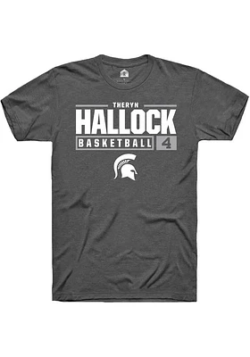 Theryn Hallock  Michigan State Spartans Dark Grey Rally NIL Stacked Box Short Sleeve T Shirt