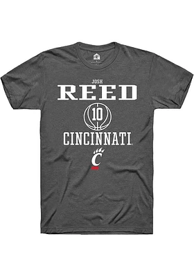 Josh Reed  Cincinnati Bearcats Dark Grey Rally NIL Sport Icon Short Sleeve T Shirt