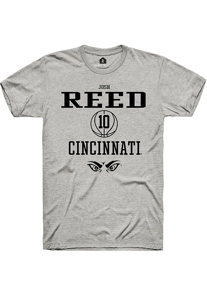 Josh Reed  Cincinnati Bearcats Ash Rally NIL Sport Icon Short Sleeve T Shirt