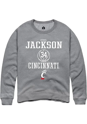 A'riel Jackson  Rally Cincinnati Bearcats Mens Graphite NIL Sport Icon Long Sleeve Crew Sweatshi..