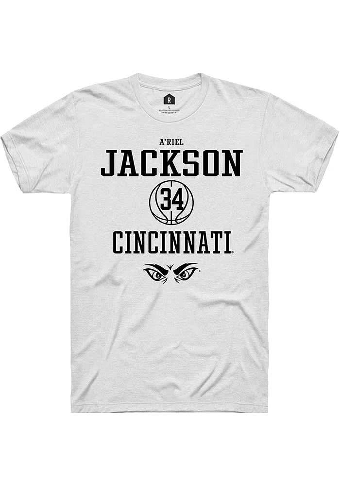 A'riel Jackson Cincinnati Bearcats White Rally NIL Sport Icon Short Sleeve T Shirt