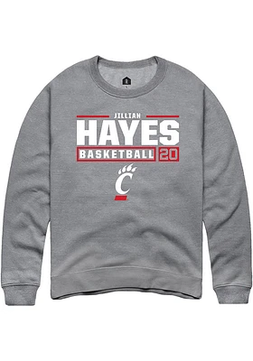 Jillian Hayes  Rally Cincinnati Bearcats Mens Graphite NIL Stacked Box Long Sleeve Crew Sweatshi..