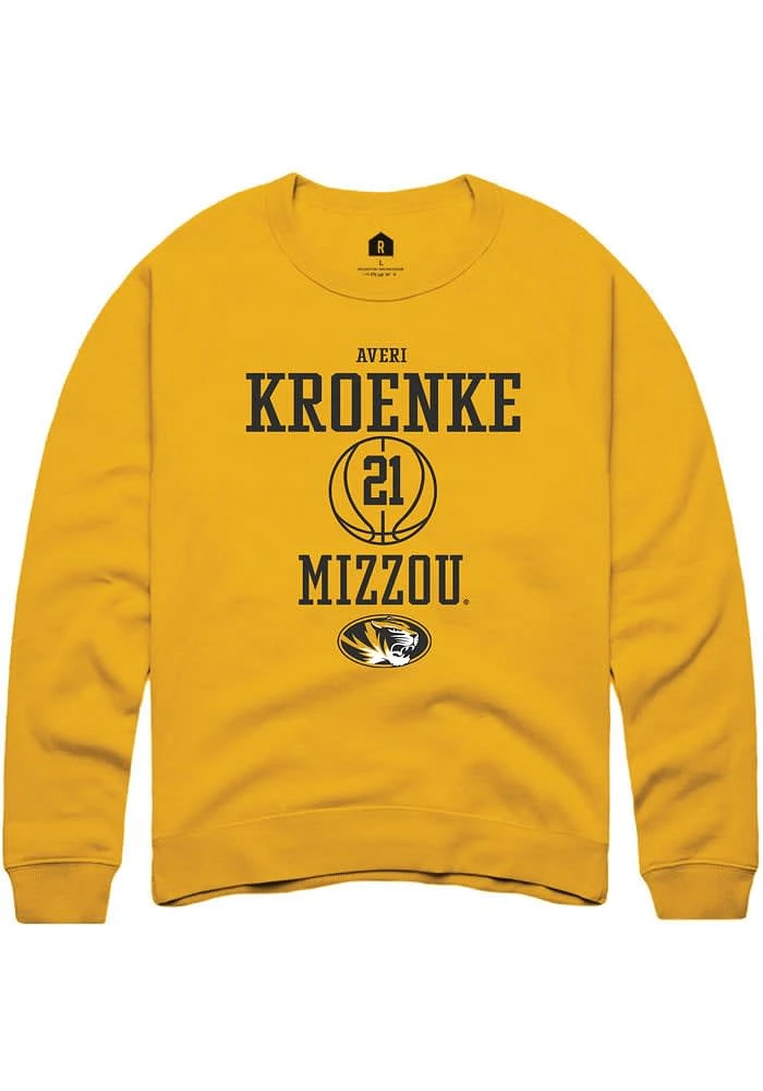 Averi Kroenke Rally Missouri Tigers Mens Gold NIL Sport Icon Long Sleeve Crew Sweatshirt